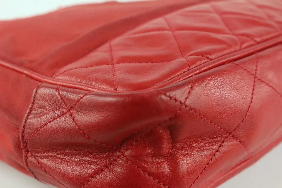 Chanel Red Quilted Canvas x Lambskin Gold Chain Tote Bag 16cc1029