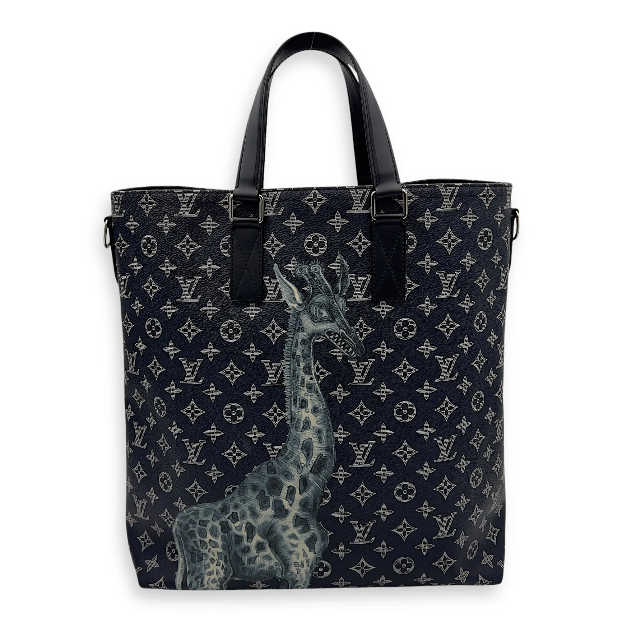 Chapman Brothers Tote Bag Blue in Coated Canvas, Silver hardware