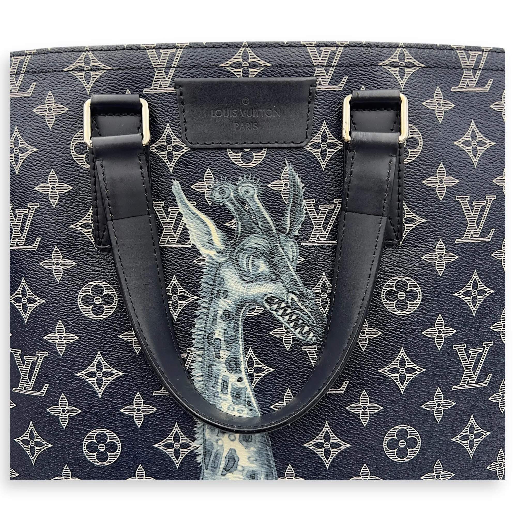 Chapman Brothers Tote Bag Blue in Coated Canvas, Silver hardware