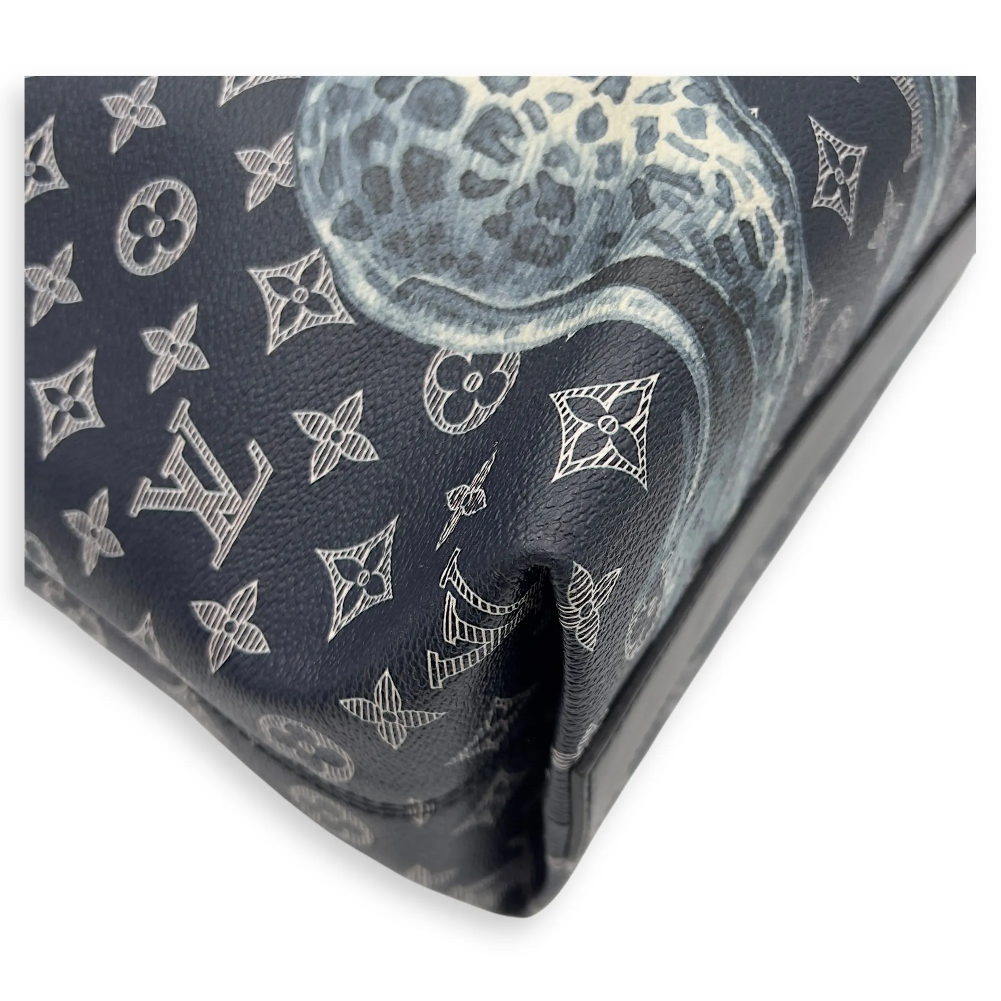 Chapman Brothers Tote Bag Blue in Coated Canvas, Silver hardware