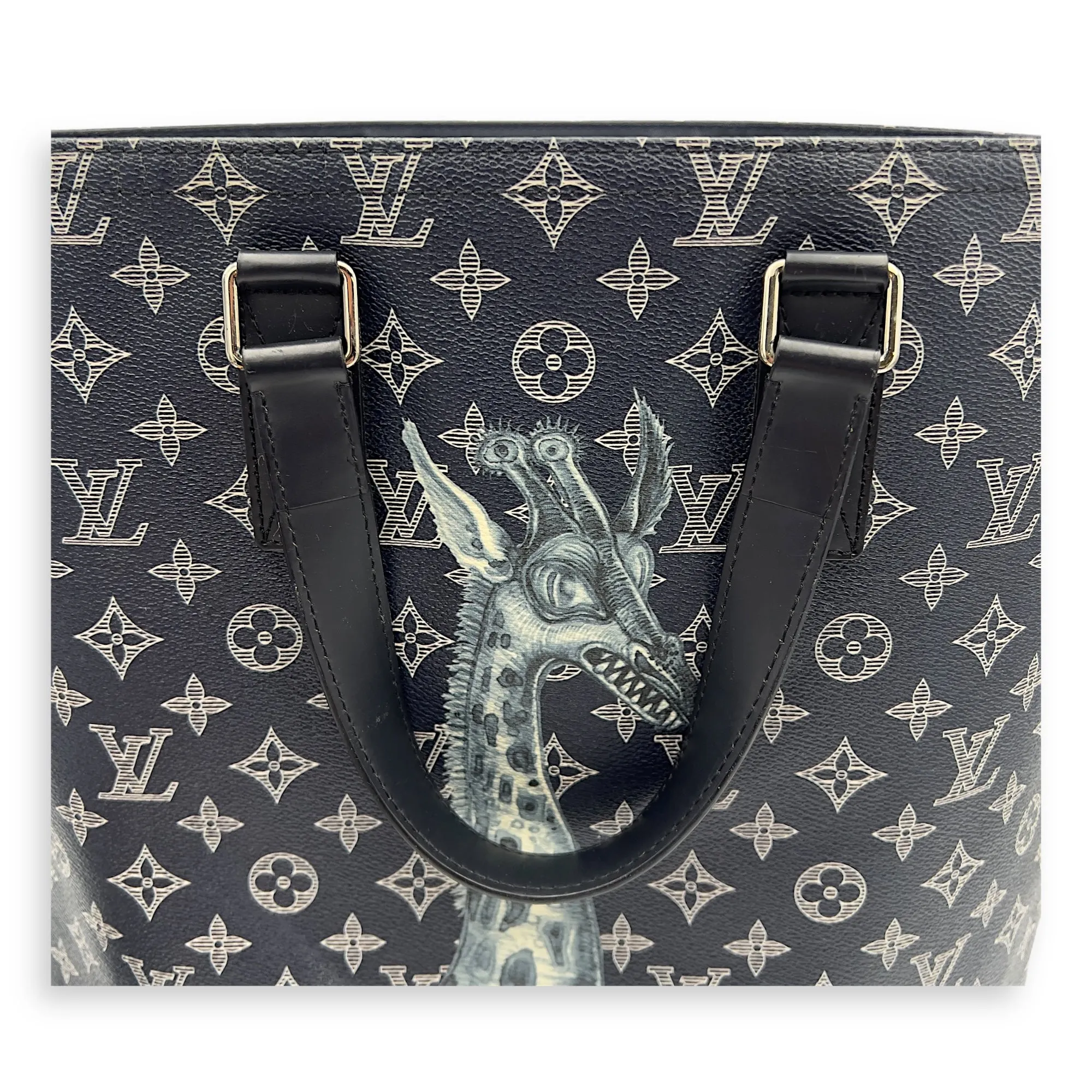 Chapman Brothers Tote Bag Blue in Coated Canvas, Silver hardware