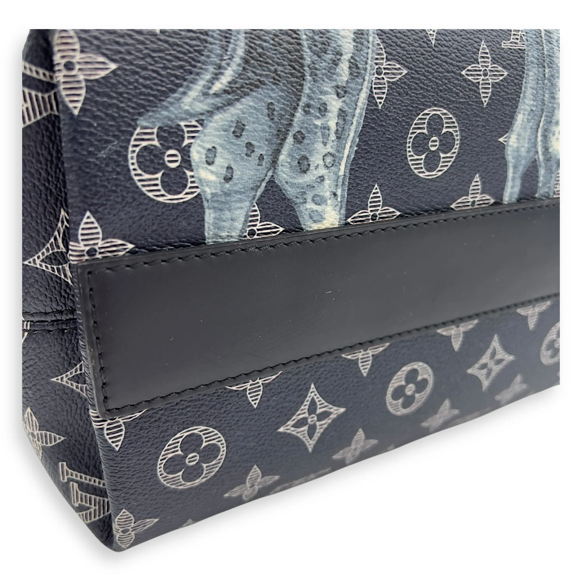 Chapman Brothers Tote Bag Blue in Coated Canvas, Silver hardware