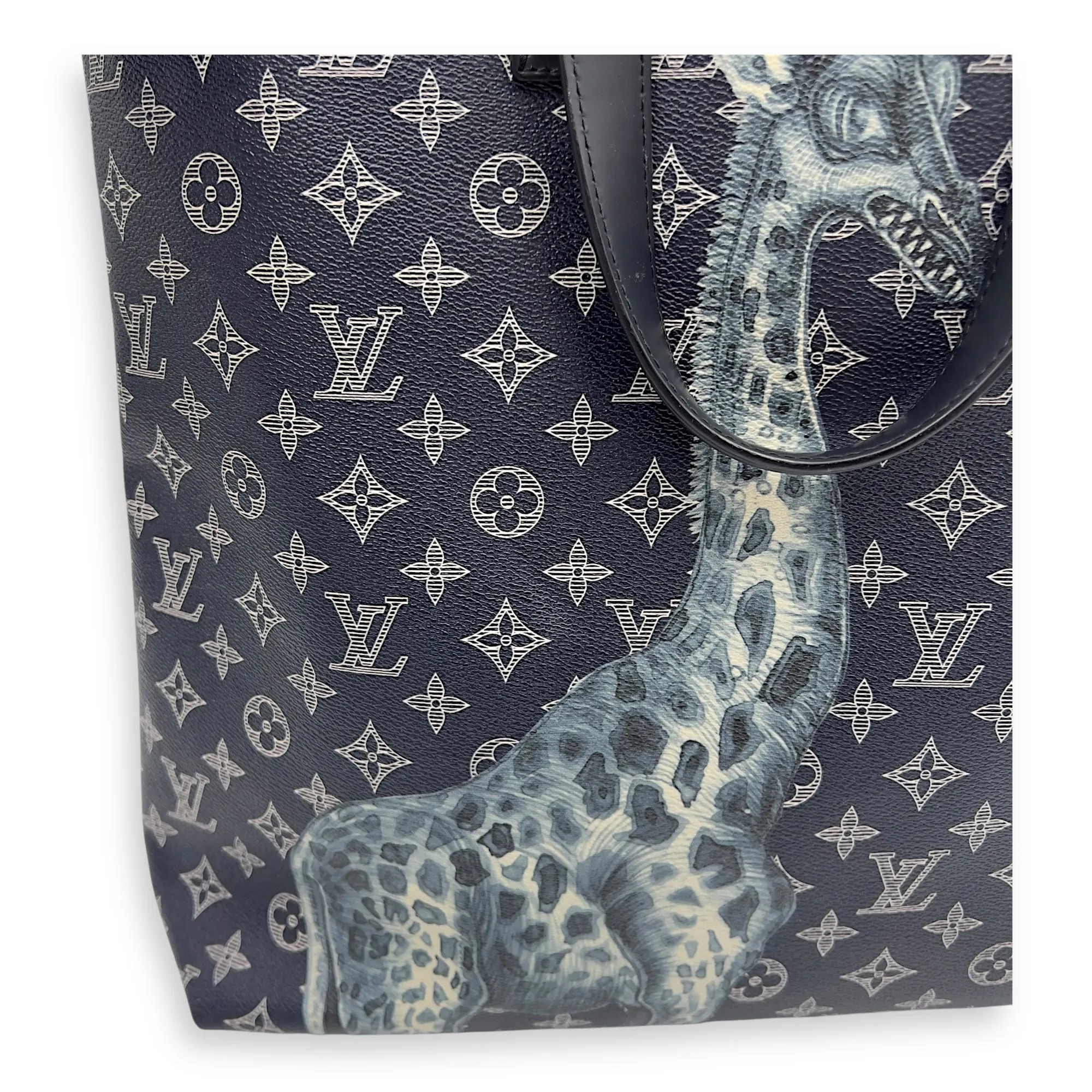 Chapman Brothers Tote Bag Blue in Coated Canvas, Silver hardware