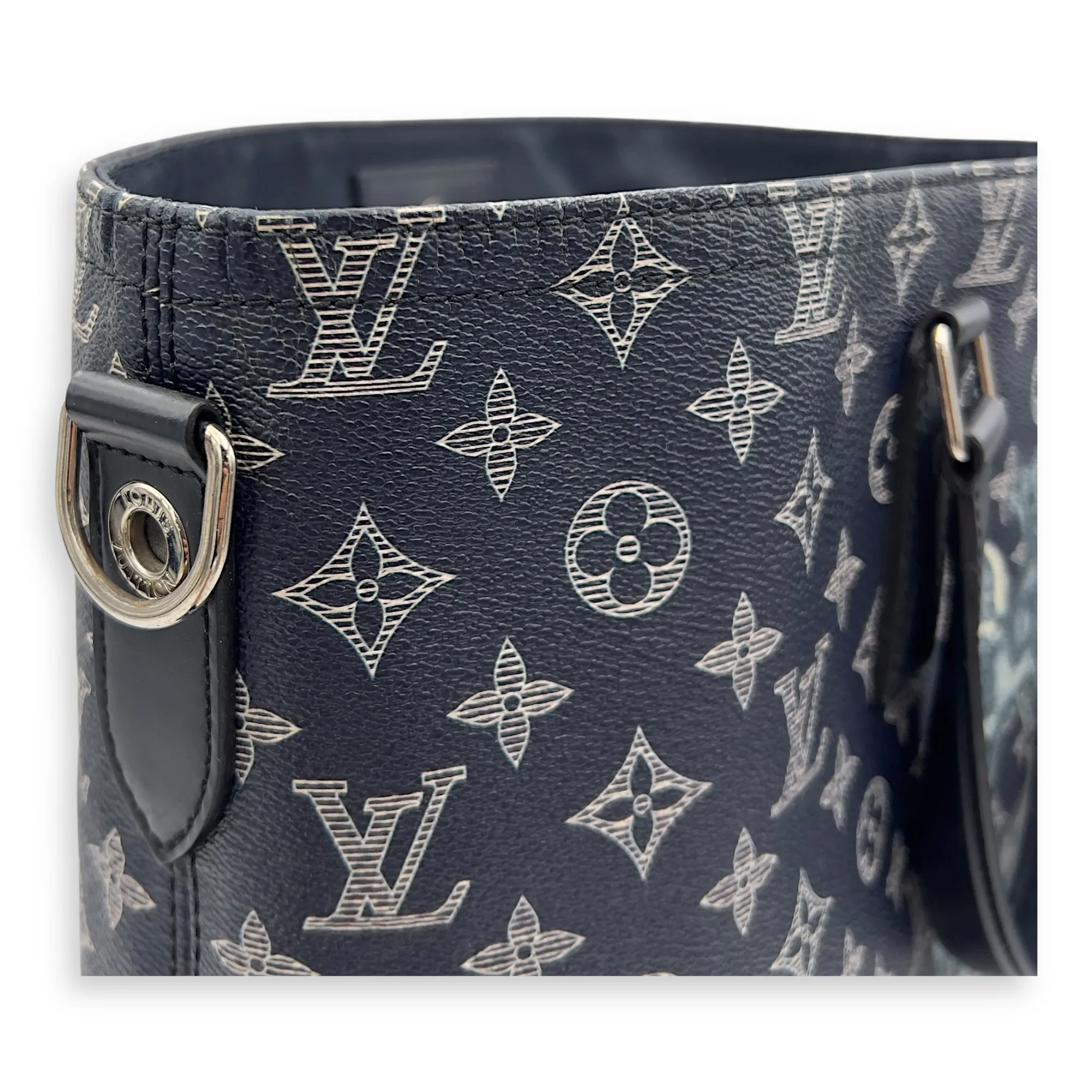 Chapman Brothers Tote Bag Blue in Coated Canvas, Silver hardware