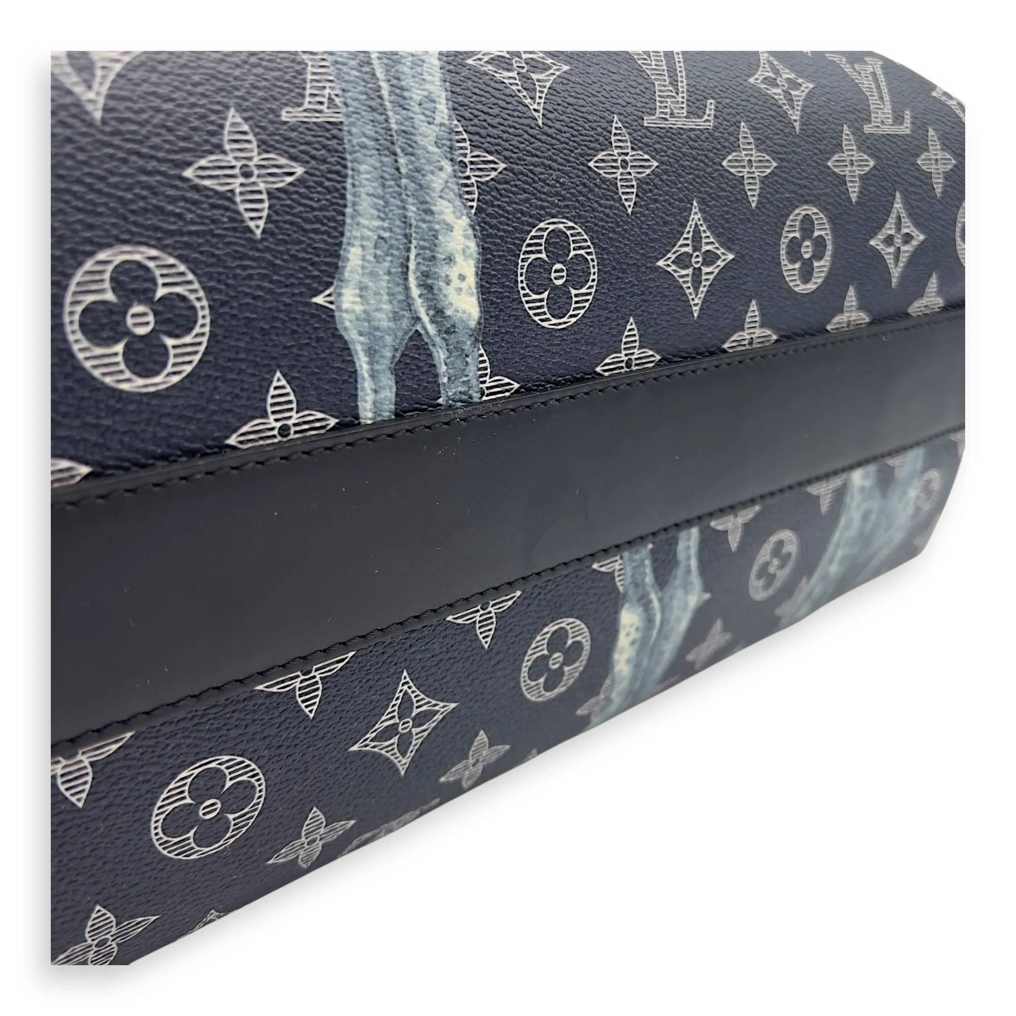 Chapman Brothers Tote Bag Blue in Coated Canvas, Silver hardware