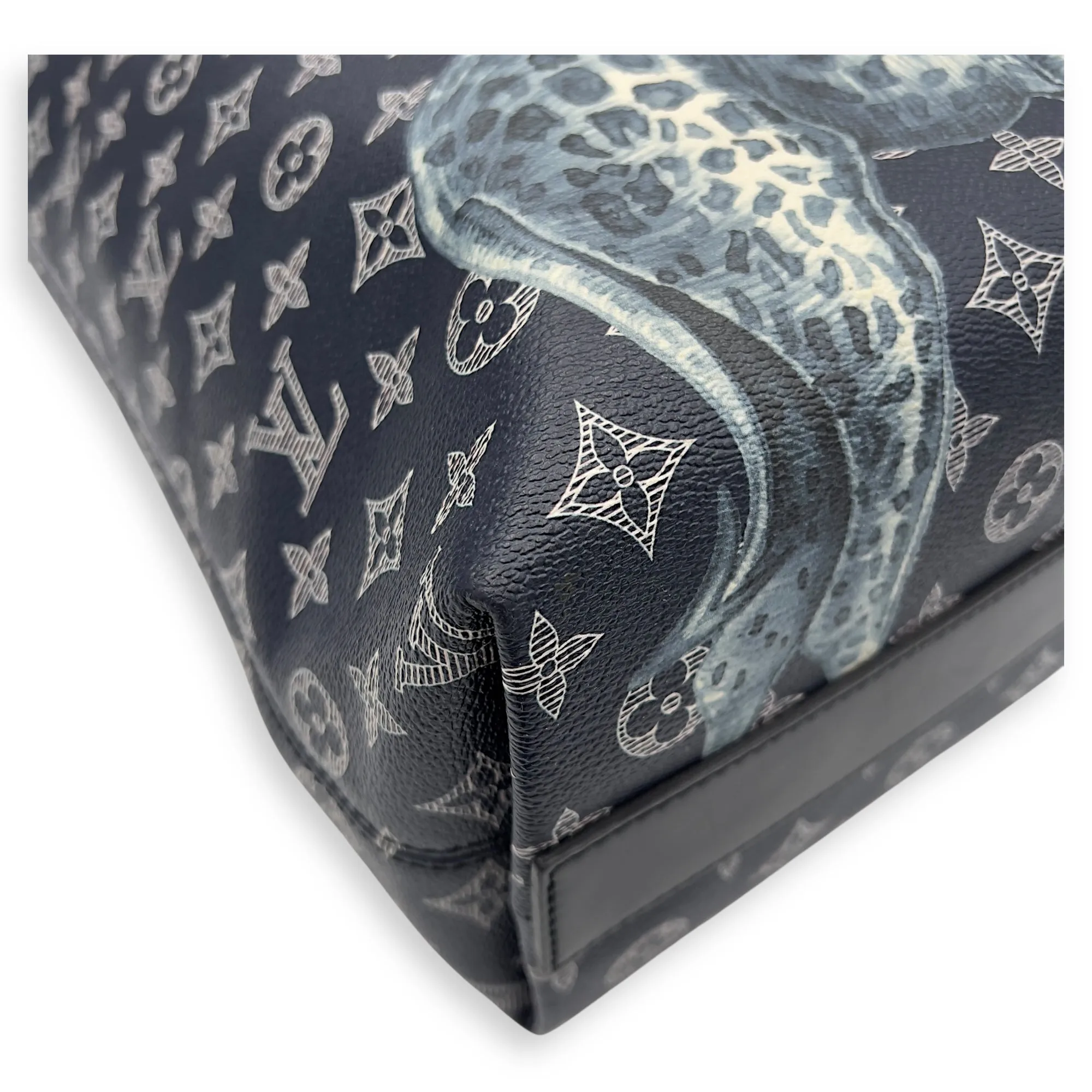 Chapman Brothers Tote Bag Blue in Coated Canvas, Silver hardware