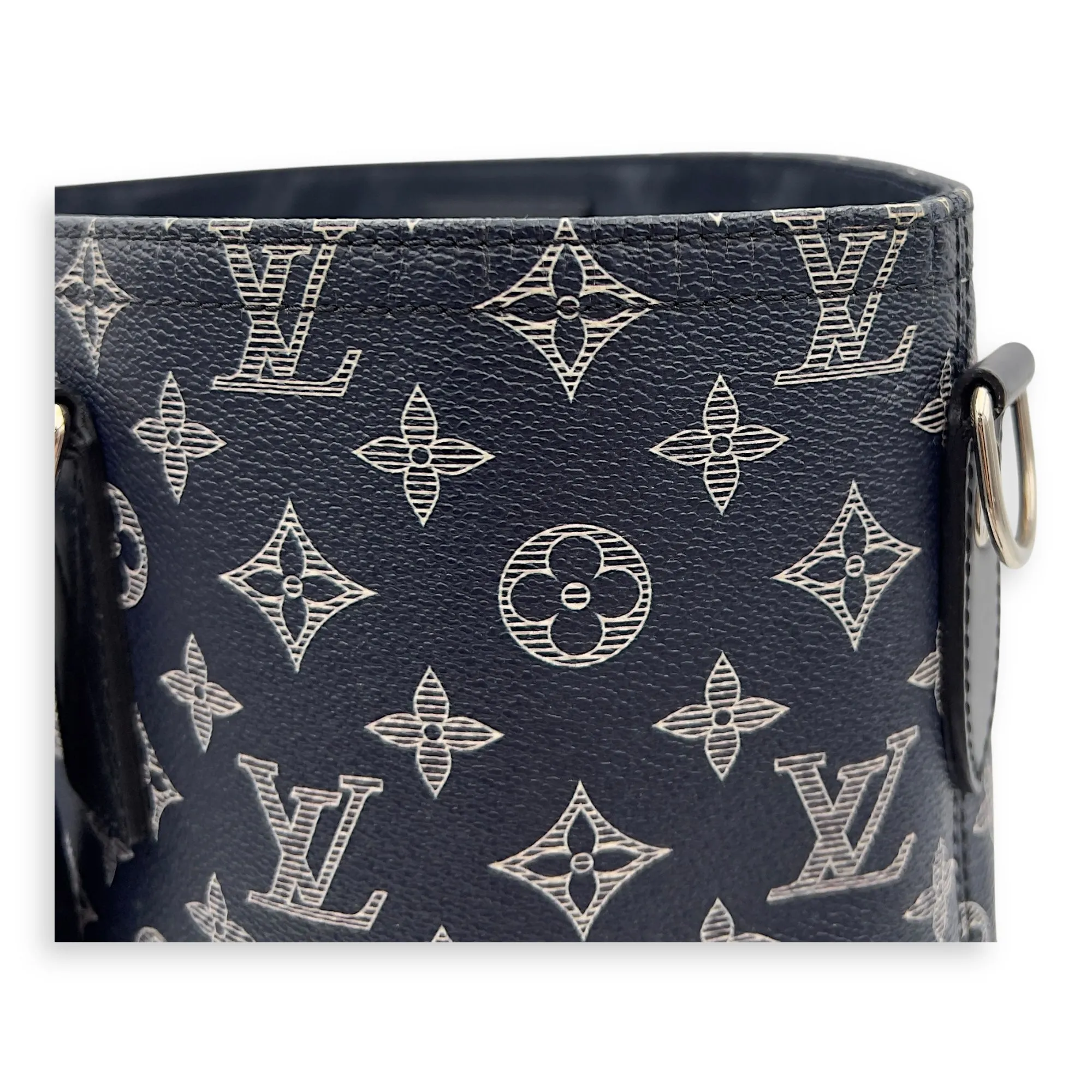 Chapman Brothers Tote Bag Blue in Coated Canvas, Silver hardware