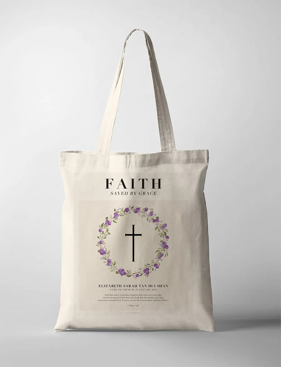 Chosen. Loved. Faith. Baptism Tote Bag {Customisable}