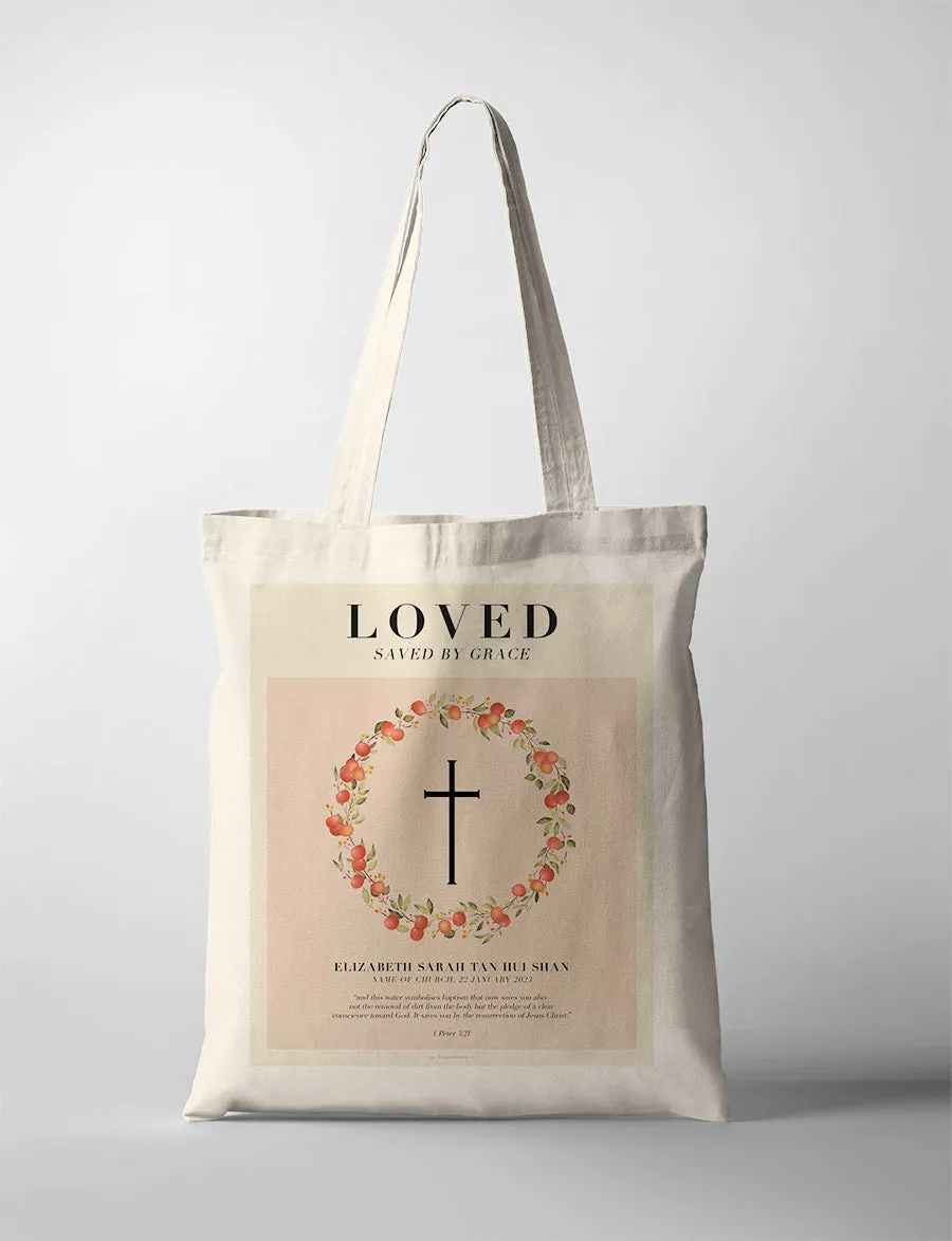 Chosen. Loved. Faith. Baptism Tote Bag {Customisable}