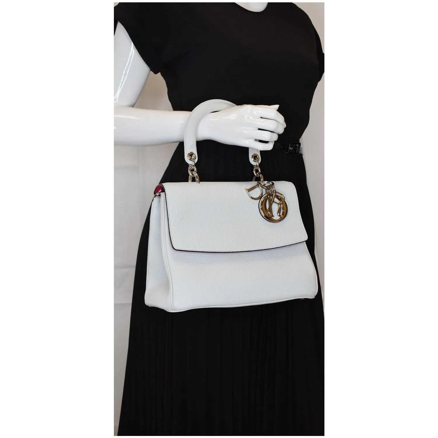 CHRISTIAN DIOR Be Dior Small Leather Flap Shoulder Bag Grey