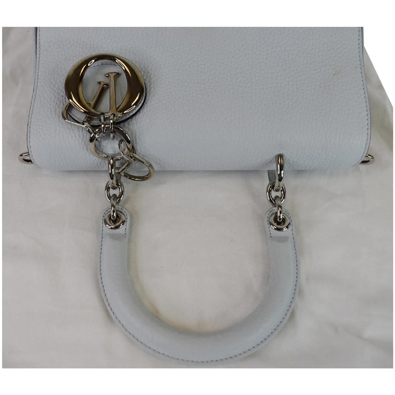 CHRISTIAN DIOR Be Dior Small Leather Flap Shoulder Bag Grey