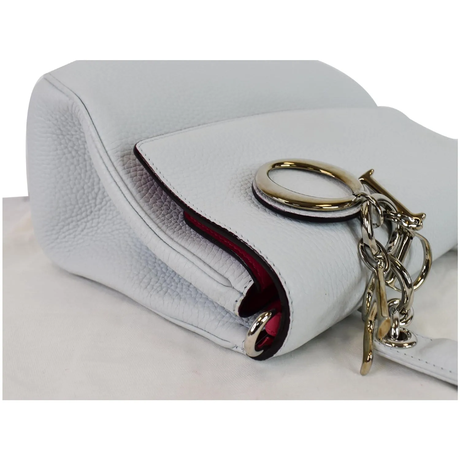 CHRISTIAN DIOR Be Dior Small Leather Flap Shoulder Bag Grey