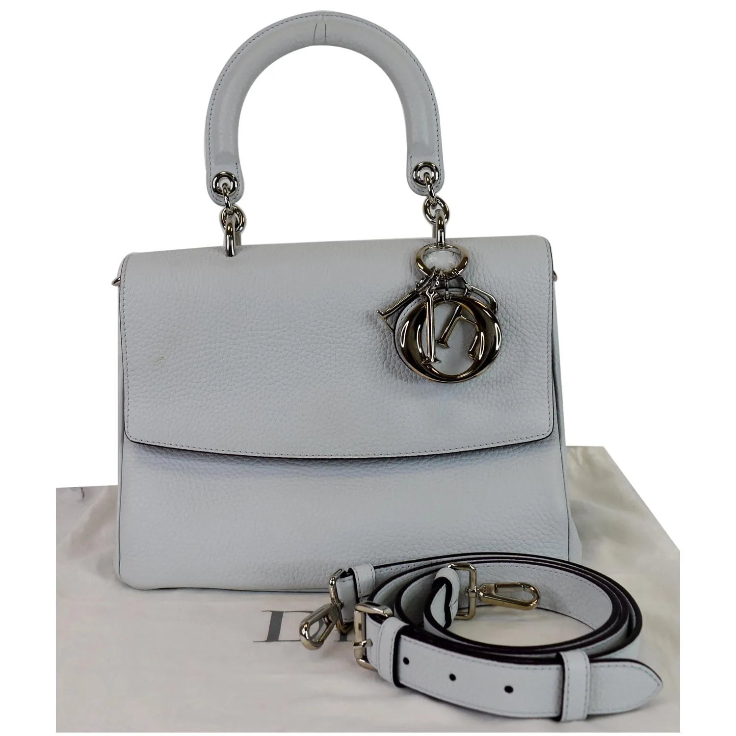 CHRISTIAN DIOR Be Dior Small Leather Flap Shoulder Bag Grey