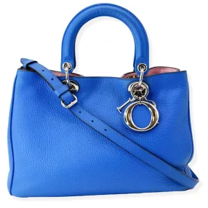 CHRISTIAN DIOR Diorissimo Leather Medium Tote Bag Blue