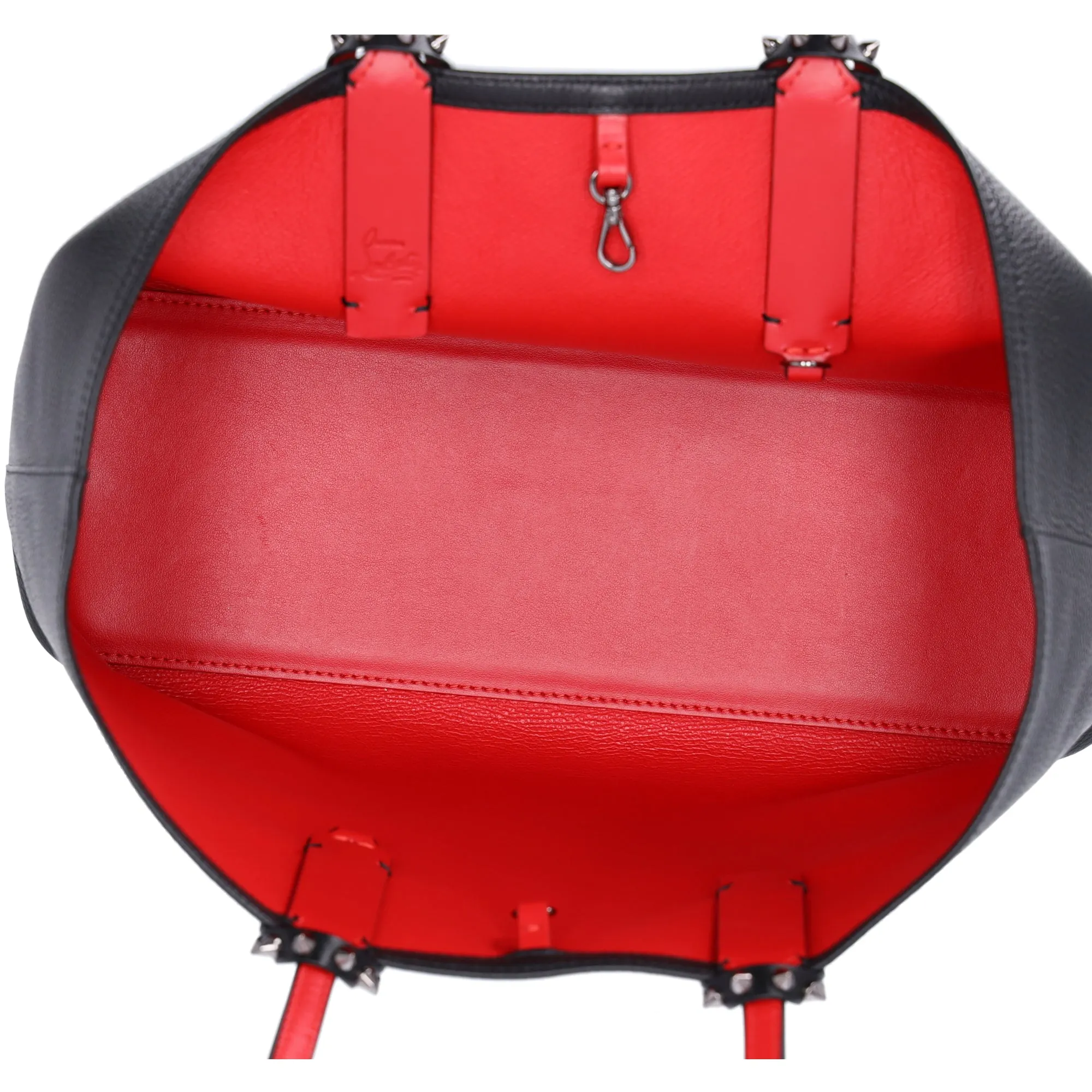 Christian Louboutin Cabata East West Tote Bag Black Red Leather   Pouch