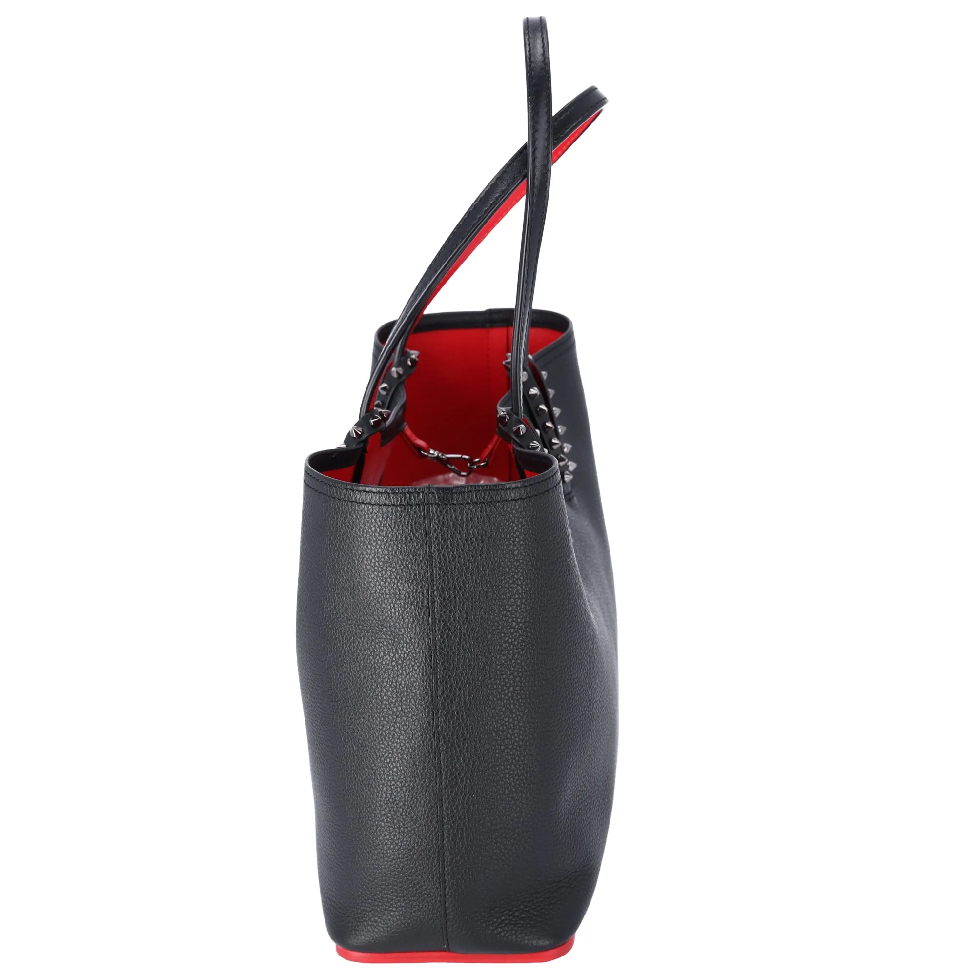 Christian Louboutin Cabata East West Tote Bag Black Red Leather   Pouch