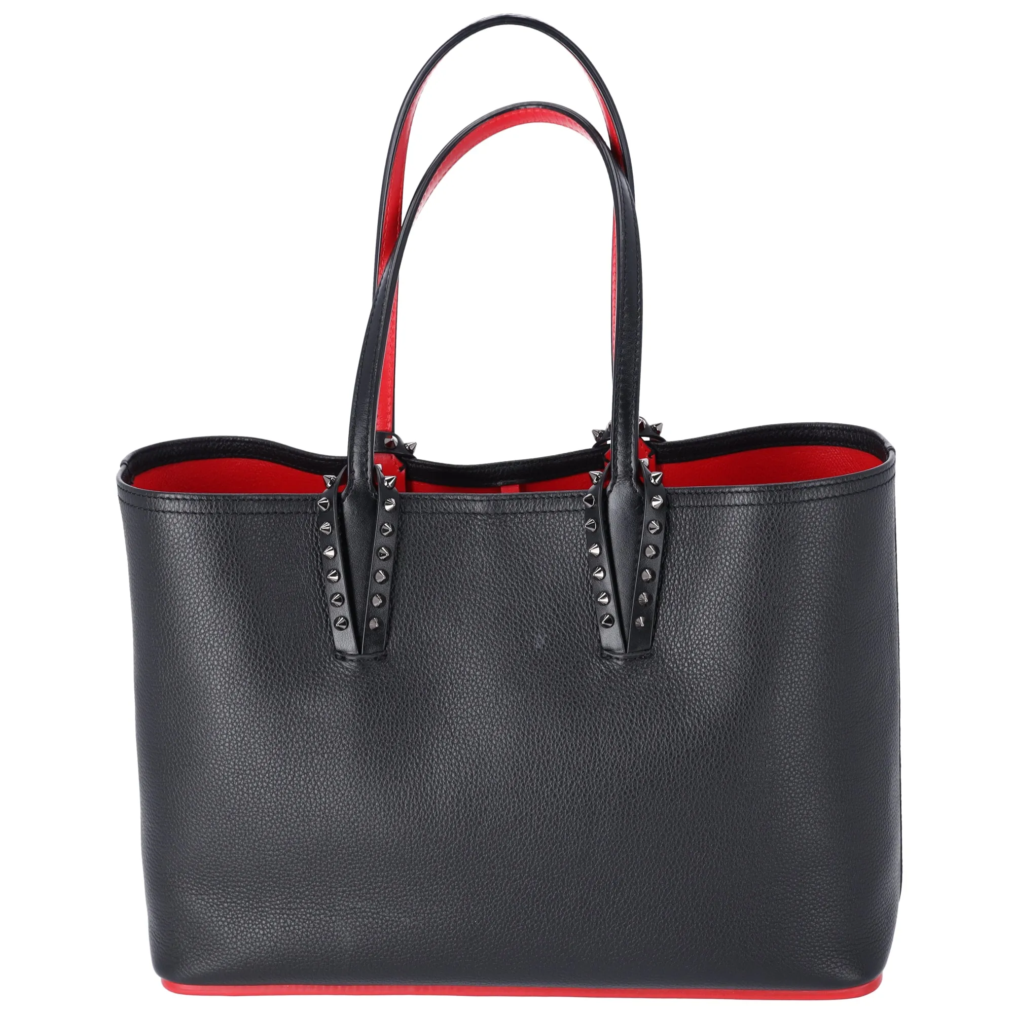 Christian Louboutin Cabata East West Tote Bag Black Red Leather   Pouch