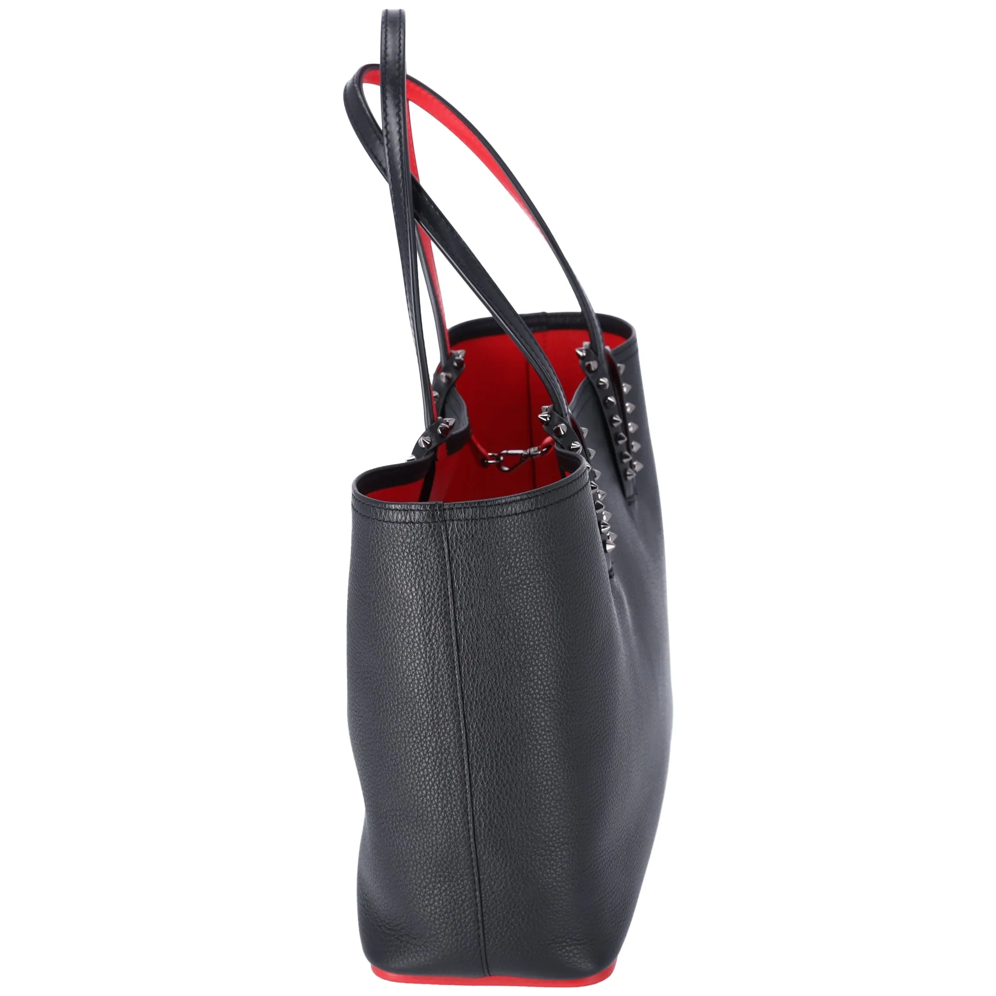 Christian Louboutin Cabata East West Tote Bag Black Red Leather   Pouch