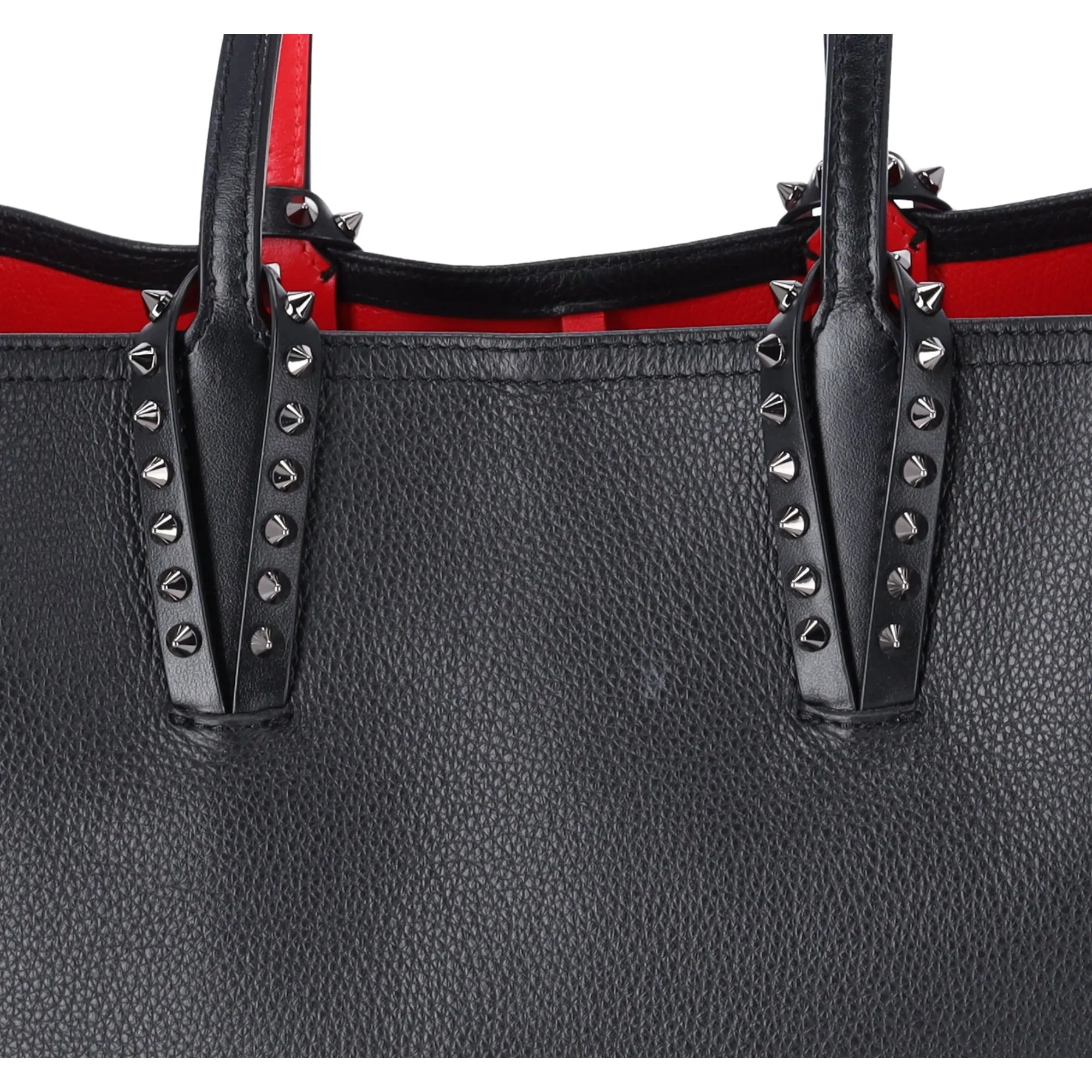 Christian Louboutin Cabata East West Tote Bag Black Red Leather   Pouch