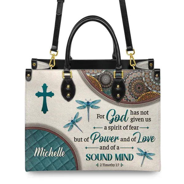Christianart Designer Handbags, For God Has Not Given Us A Spirit Of Fear 2 Timothy 1 7 Dragonfly Mandala, Personalized Gifts, Gifts for Women.