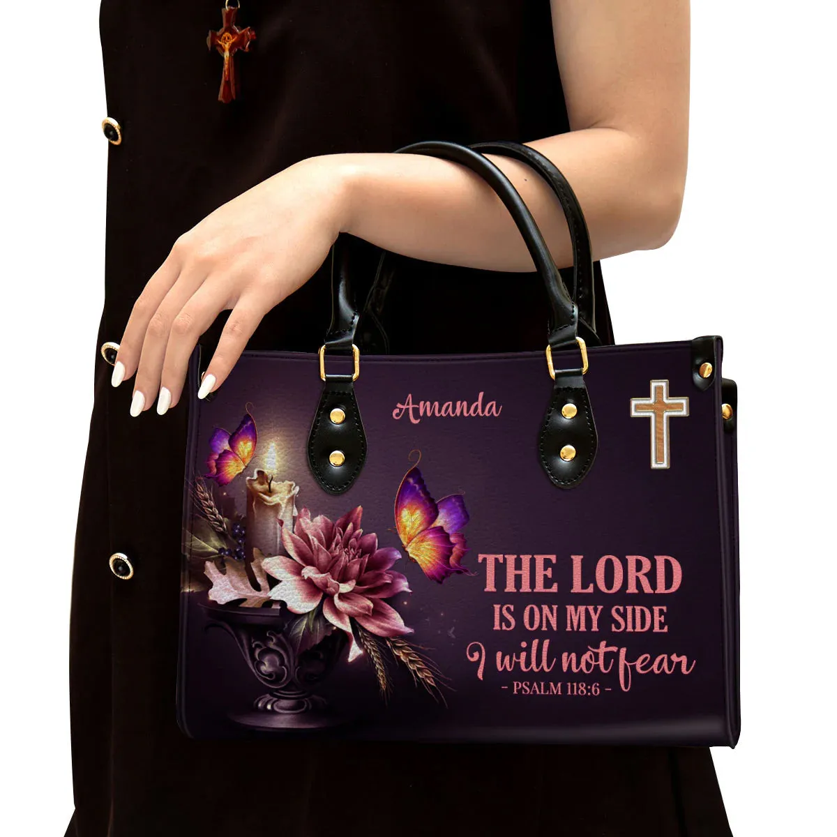 Christianart Designer Handbags, The Lord Is On My Side I Will Not Fear Psalm 118:6, Personalized Gifts, Gifts for Women.