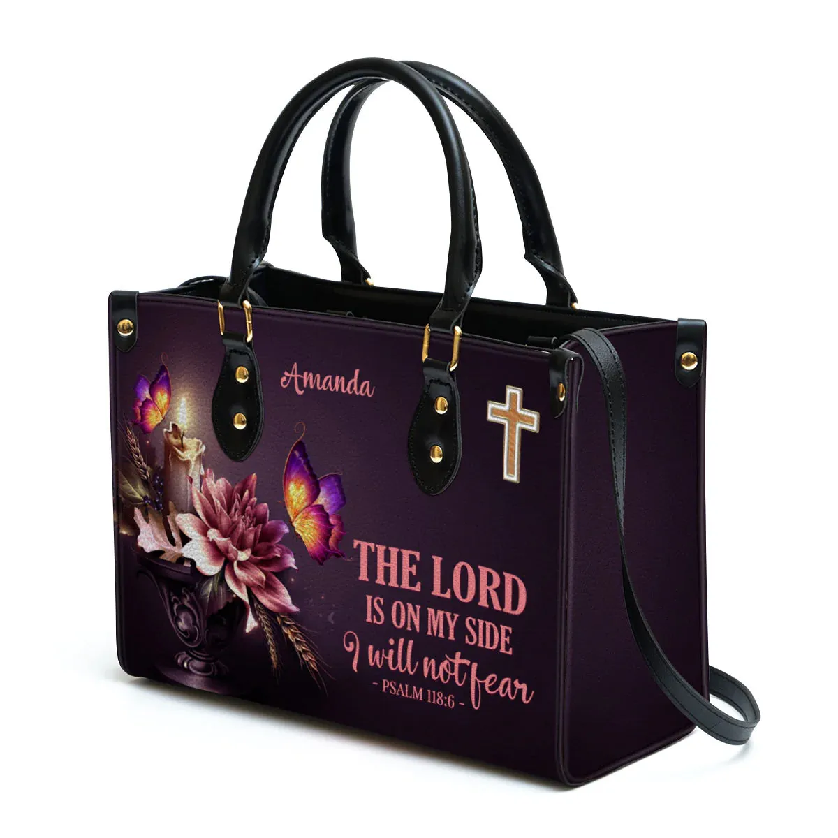 Christianart Designer Handbags, The Lord Is On My Side I Will Not Fear Psalm 118:6, Personalized Gifts, Gifts for Women.