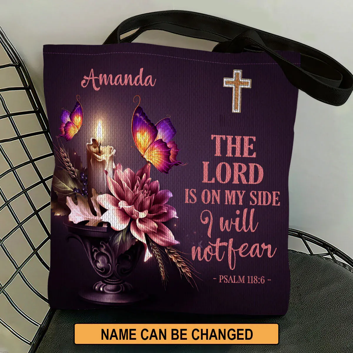 Christianart Designer Handbags, The Lord Is On My Side I Will Not Fear Psalm 118:6, Personalized Gifts, Gifts for Women.