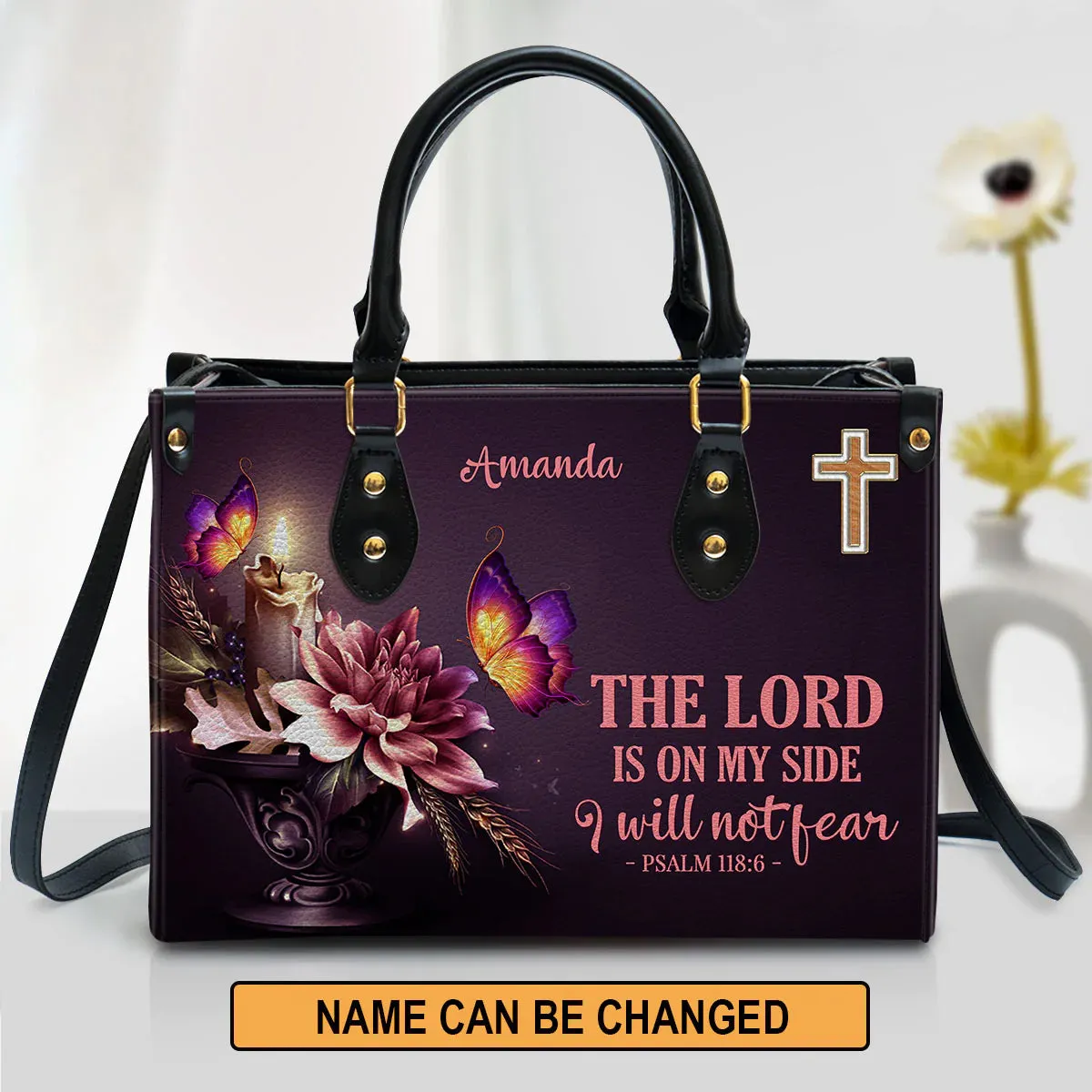 Christianart Designer Handbags, The Lord Is On My Side I Will Not Fear Psalm 118:6, Personalized Gifts, Gifts for Women.