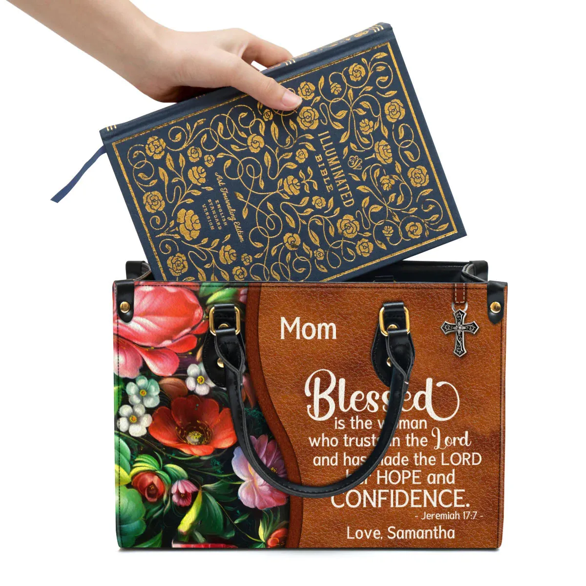 Christianart Handbag, Blessed Is The Woman Who Trusts In The Lord, Personalized Gifts, Gifts for Women.