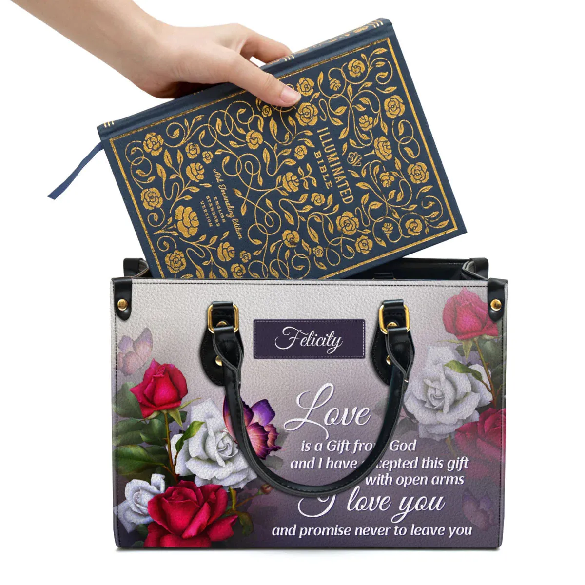 Christianart Handbag, Love Is A Gift From God, Personalized Gifts, Gifts for Women, Christmas Gift.