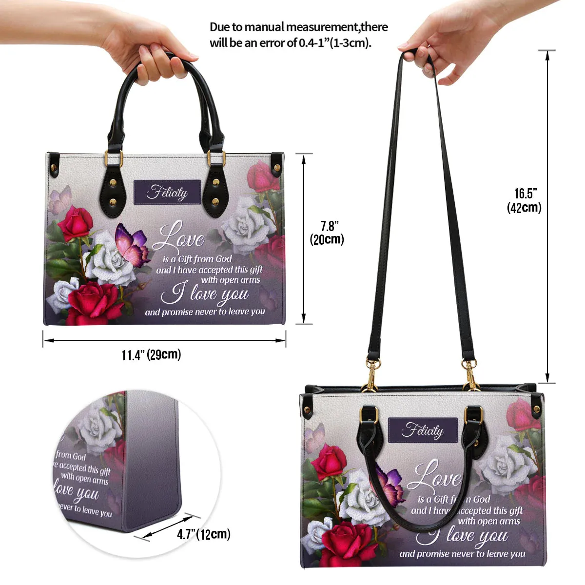 Christianart Handbag, Love Is A Gift From God, Personalized Gifts, Gifts for Women, Christmas Gift.