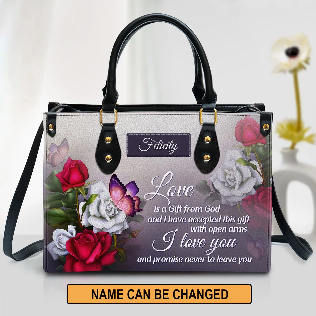 Christianart Handbag, Love Is A Gift From God, Personalized Gifts, Gifts for Women, Christmas Gift.