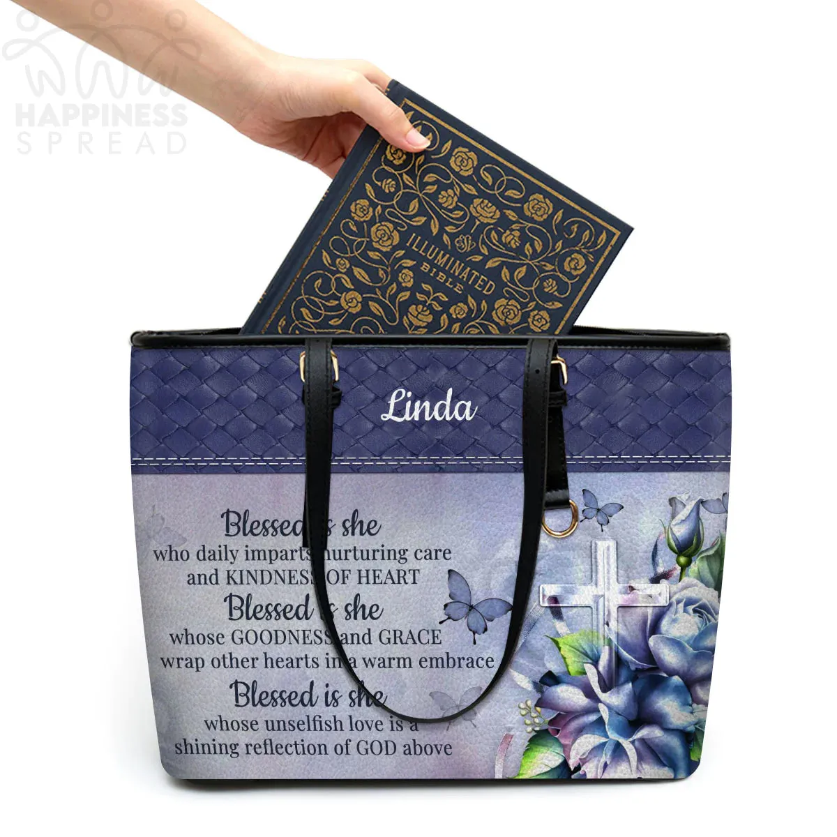 Christianart Handbag, Personalized Hand Bag, Blessed Is She Who Daily Imparts Nurturing Care And Kindness Of Heart, Personalized Gifts, Gifts for Women.