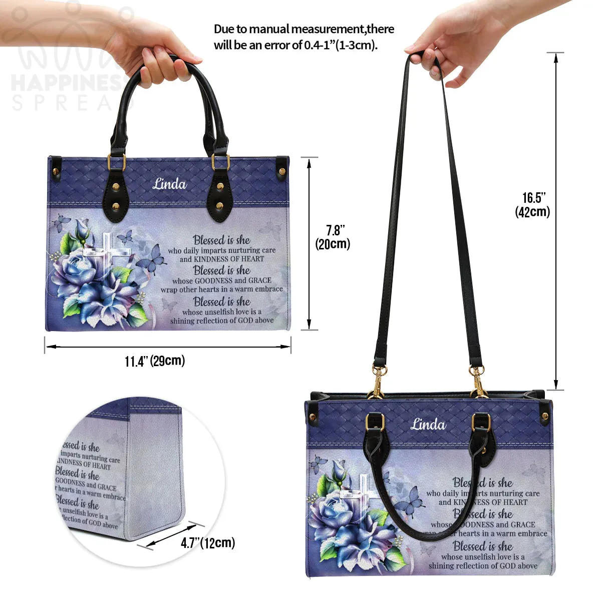 Christianart Handbag, Personalized Hand Bag, Blessed Is She Who Daily Imparts Nurturing Care And Kindness Of Heart, Personalized Gifts, Gifts for Women.