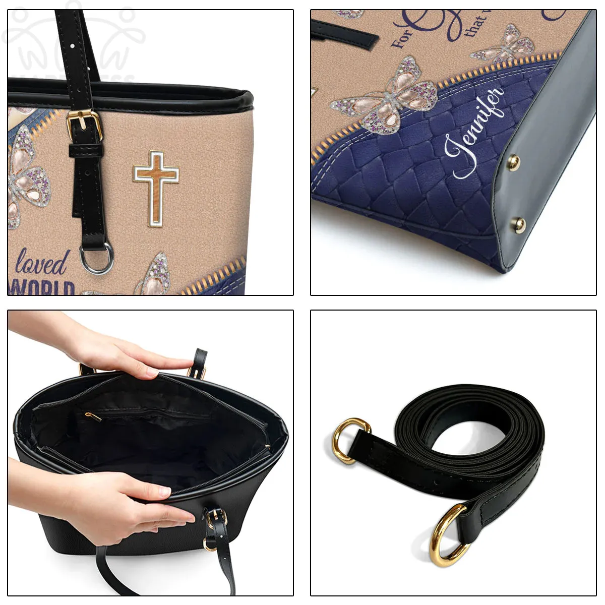 Christianart Handbag, Personalized Hand Bag, For God So Loved The World, Personalized Gifts, Gifts for Women.