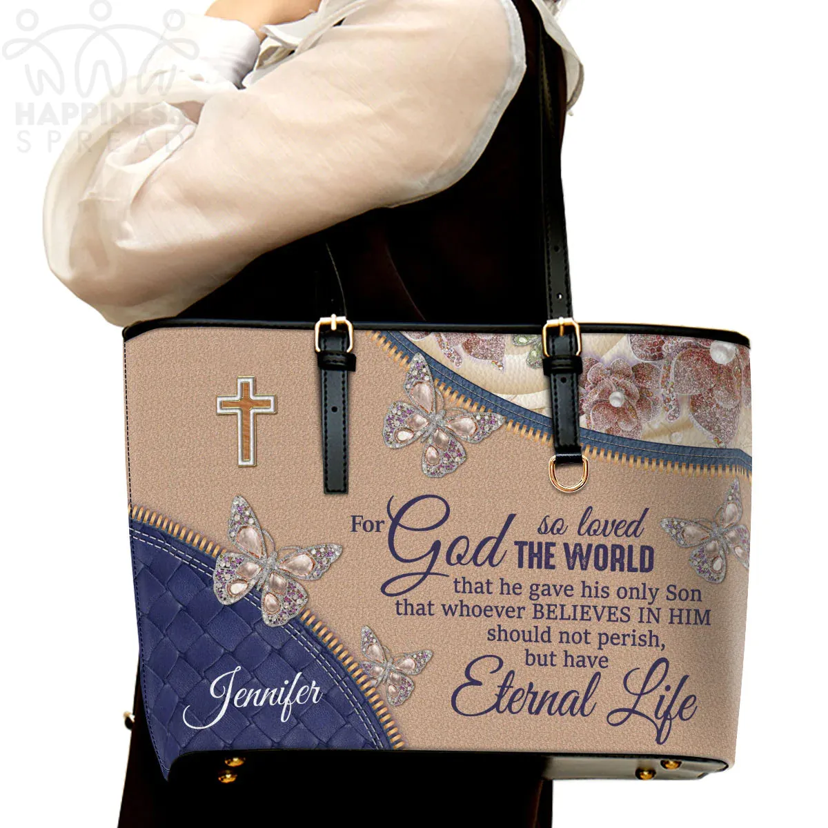Christianart Handbag, Personalized Hand Bag, For God So Loved The World, Personalized Gifts, Gifts for Women.