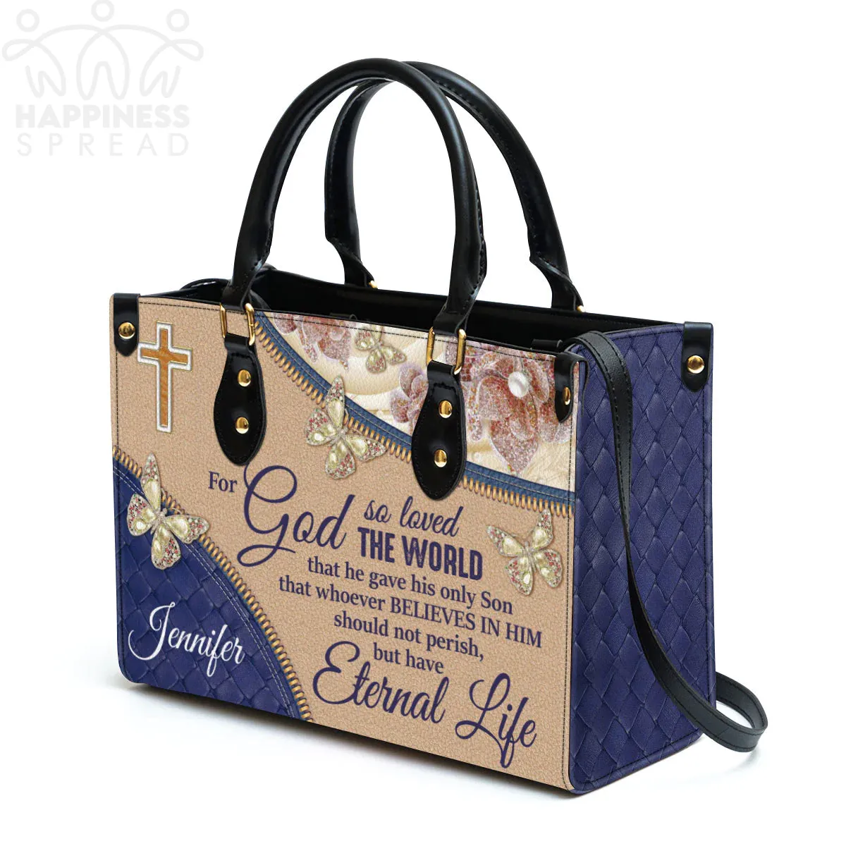 Christianart Handbag, Personalized Hand Bag, For God So Loved The World, Personalized Gifts, Gifts for Women.