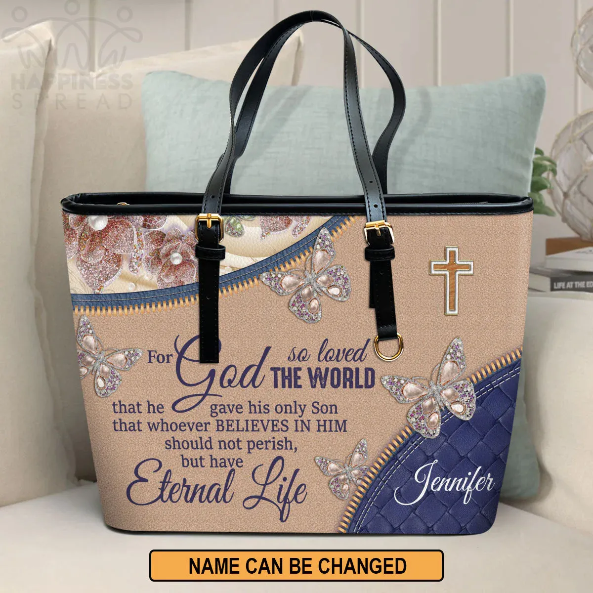 Christianart Handbag, Personalized Hand Bag, For God So Loved The World, Personalized Gifts, Gifts for Women.