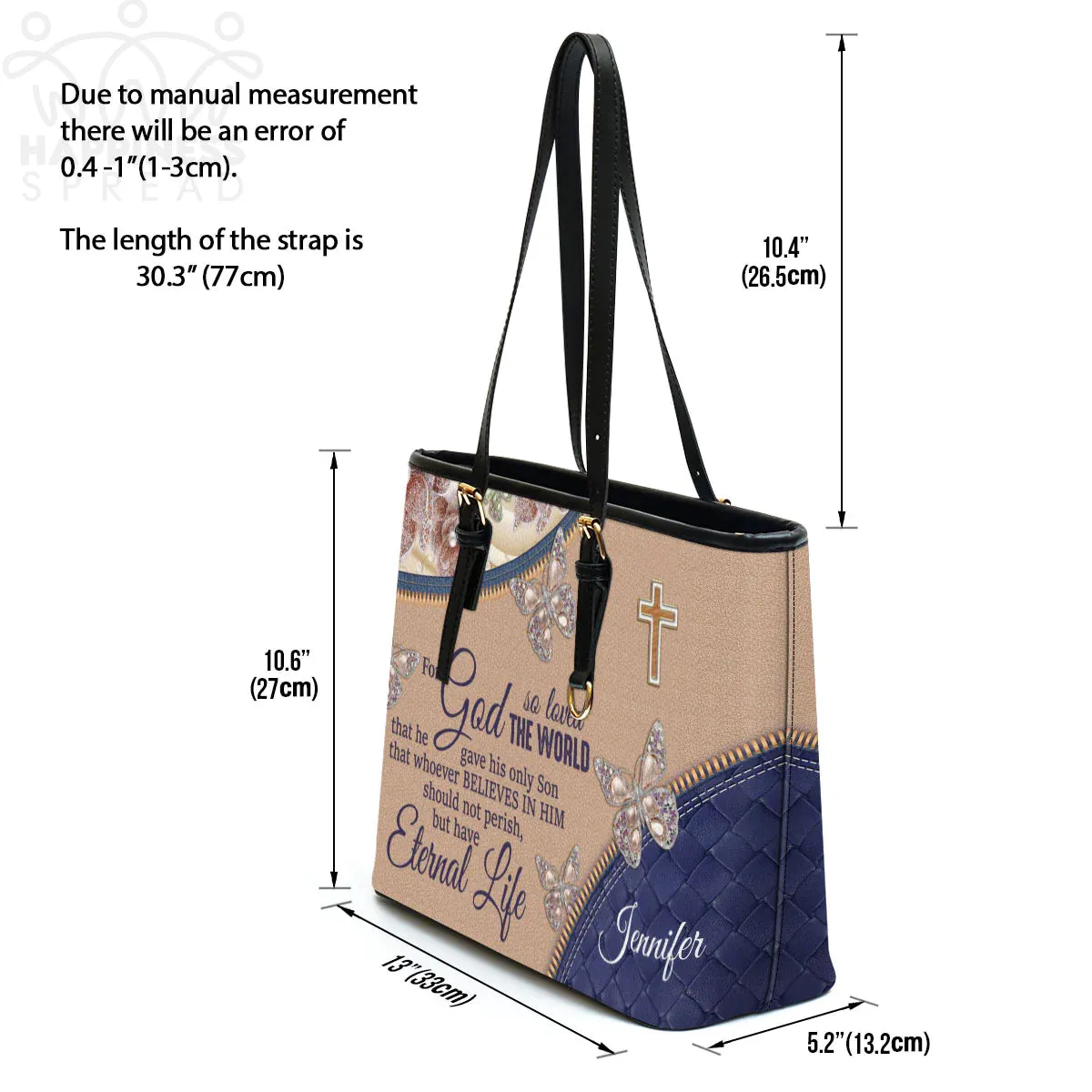 Christianart Handbag, Personalized Hand Bag, For God So Loved The World, Personalized Gifts, Gifts for Women.