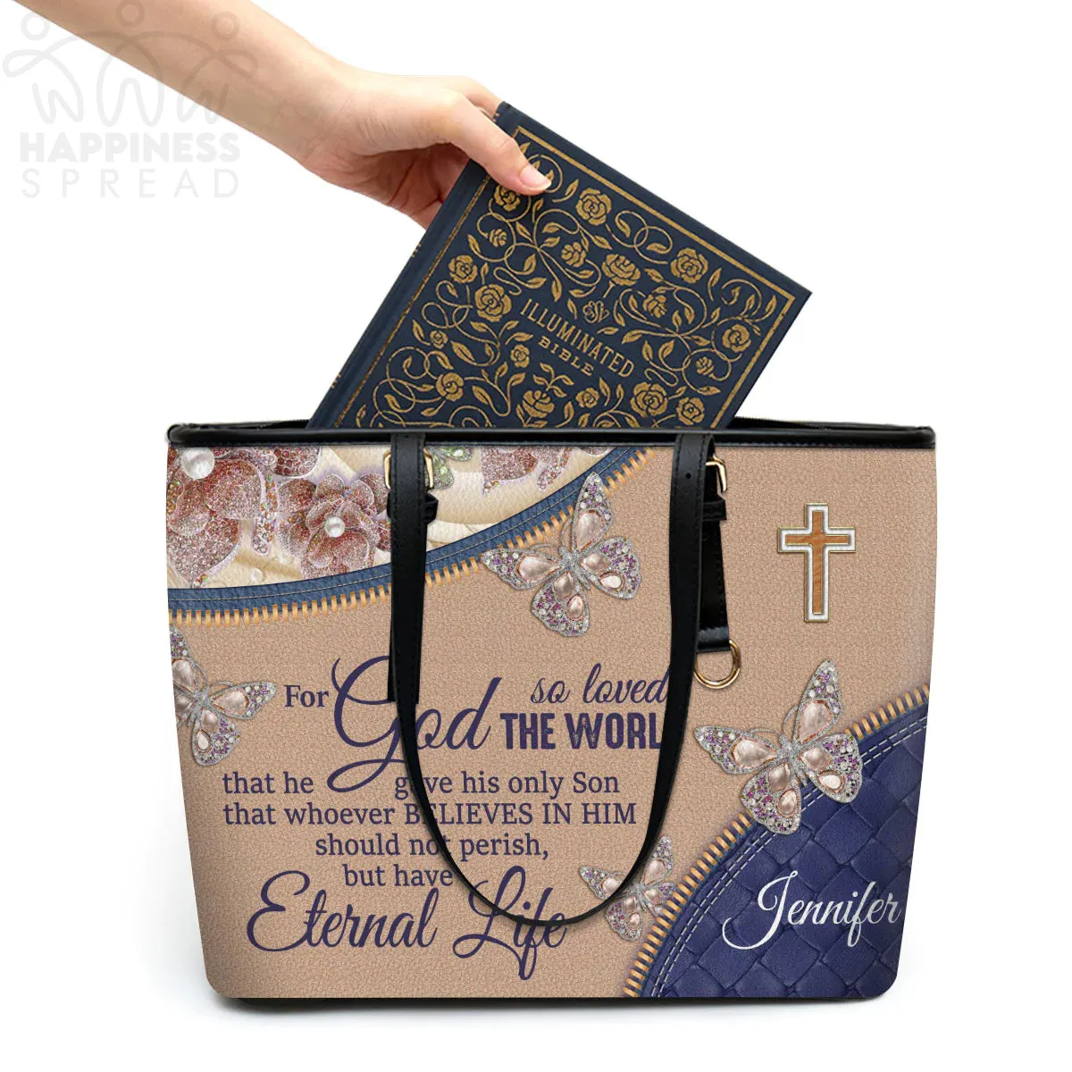 Christianart Handbag, Personalized Hand Bag, For God So Loved The World, Personalized Gifts, Gifts for Women.