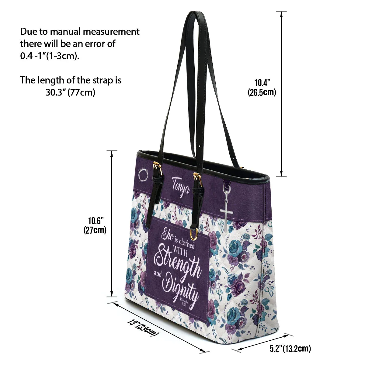 Christianart Handbag, She Is Clothed With Strength and Dignity, Personalized Gifts, Gifts for Women.