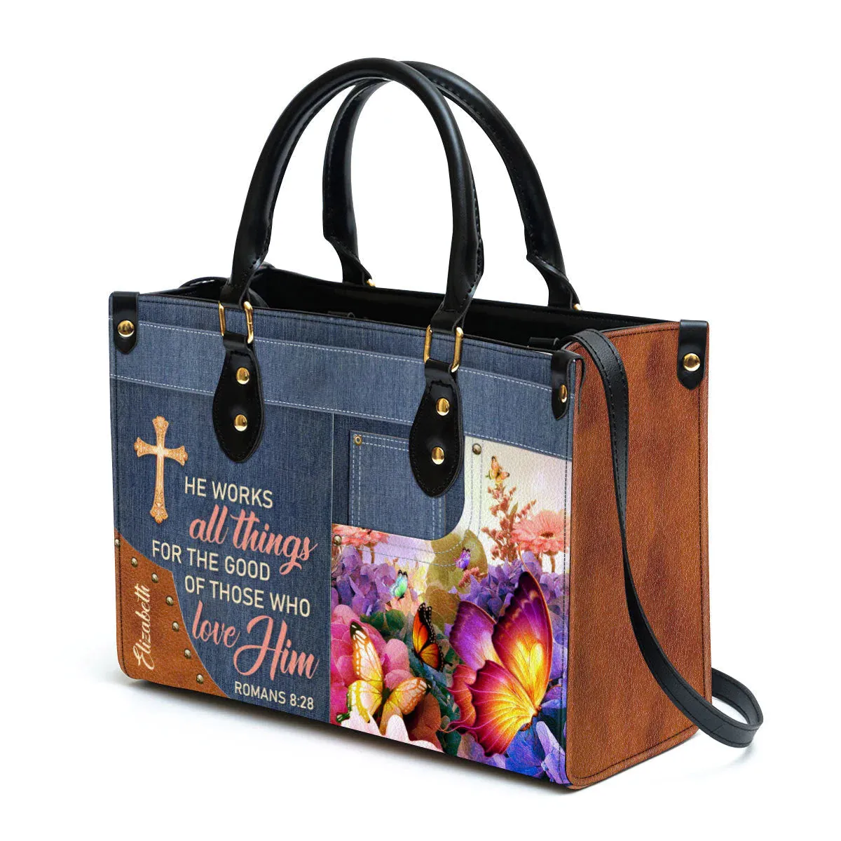 Christianartbag Handbag, He Works All Things For The Good Of Those Who Love Him Romans 8:28, Personalized Gifts, Gifts for Women, Christmas Gift.