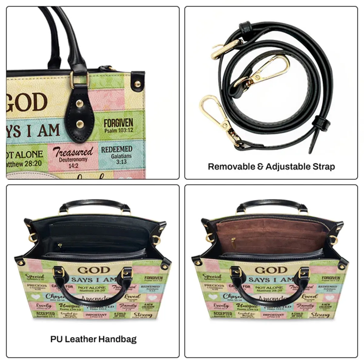 Christianartbag Handbags, God Says I Am Leather Bags, Personalized Bags, Gifts for Women, Christmas Gift, CABLTB02300723.