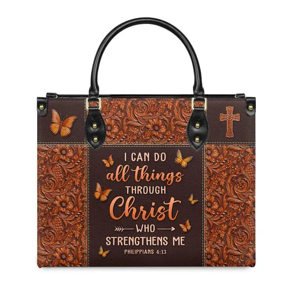 Christianartbag Handbags, I Can Do All Things Through Christ Philippians 4 13 Leather Handbag, Handbag Design, Personalized Leather Handbag, Gifts for Women, CABLTB01271123.