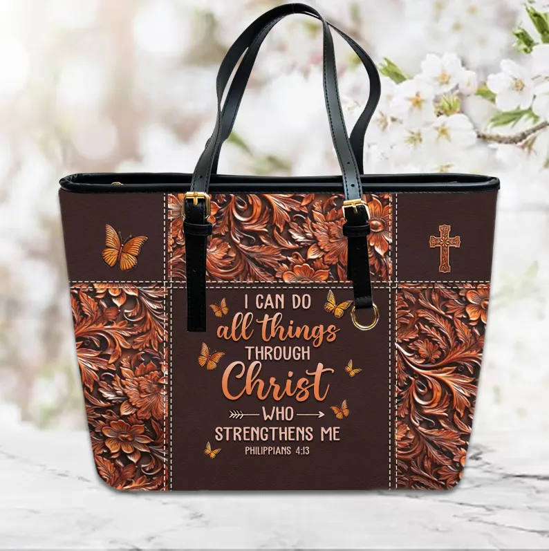 Christianartbag Handbags, I Can Do All Things Through Christ Philippians 4 13 Leather Handbag, Handbag Design, Personalized Leather Handbag, Gifts for Women, CABLTB01271123.