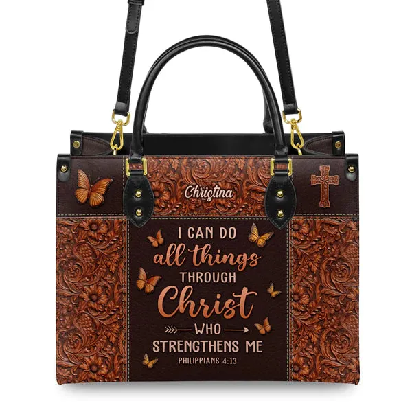 Christianartbag Handbags, I Can Do All Things Through Christ Philippians 4 13 Leather Handbag, Handbag Design, Personalized Leather Handbag, Gifts for Women, CABLTB01271123.