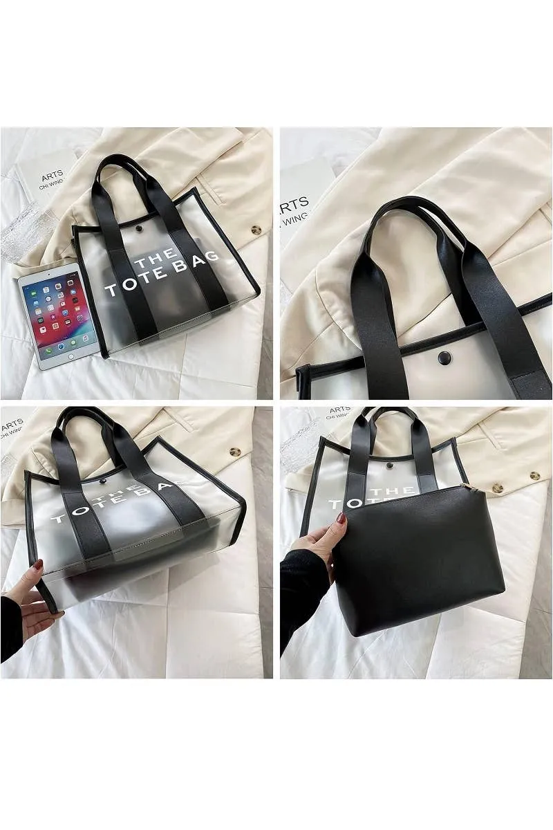 Clear Large The Tote Bag & Pouch 2 Pc Set