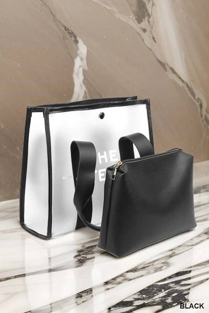 Clear Large The Tote Bag & Pouch 2 Pc Set