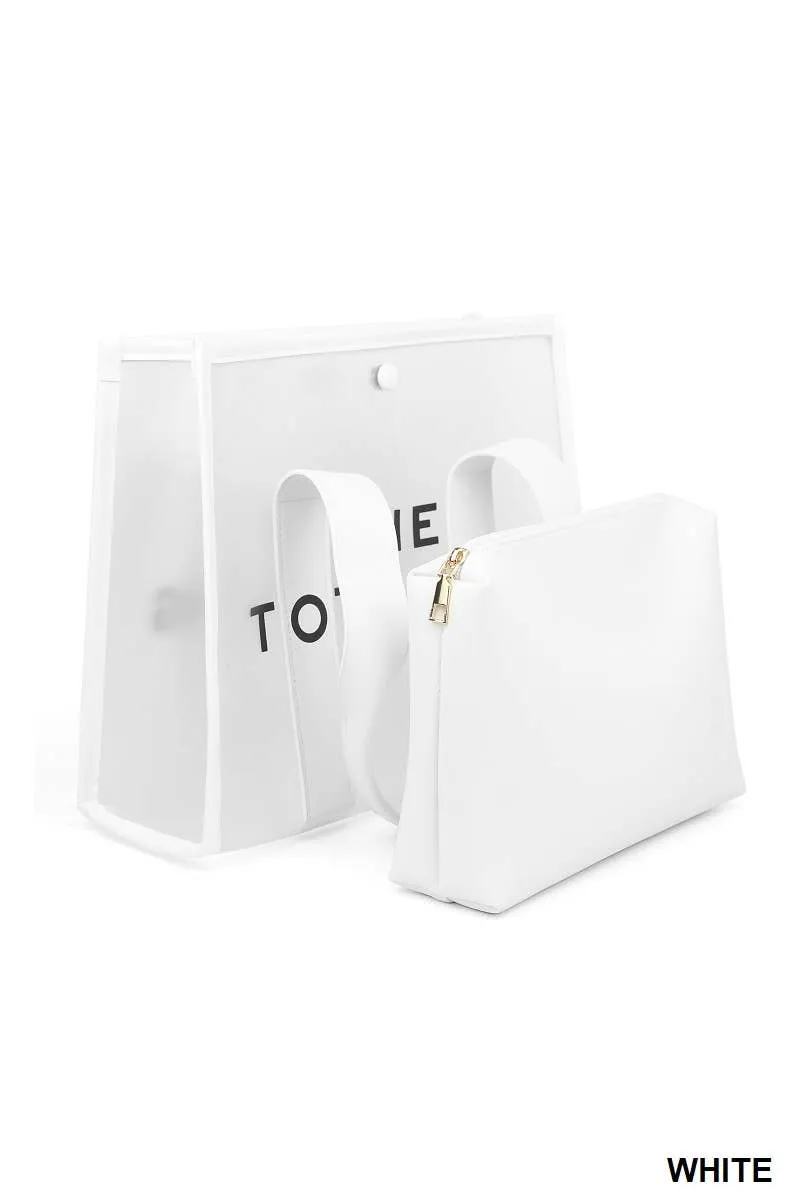 Clear Large The Tote Bag & Pouch 2 Pc Set