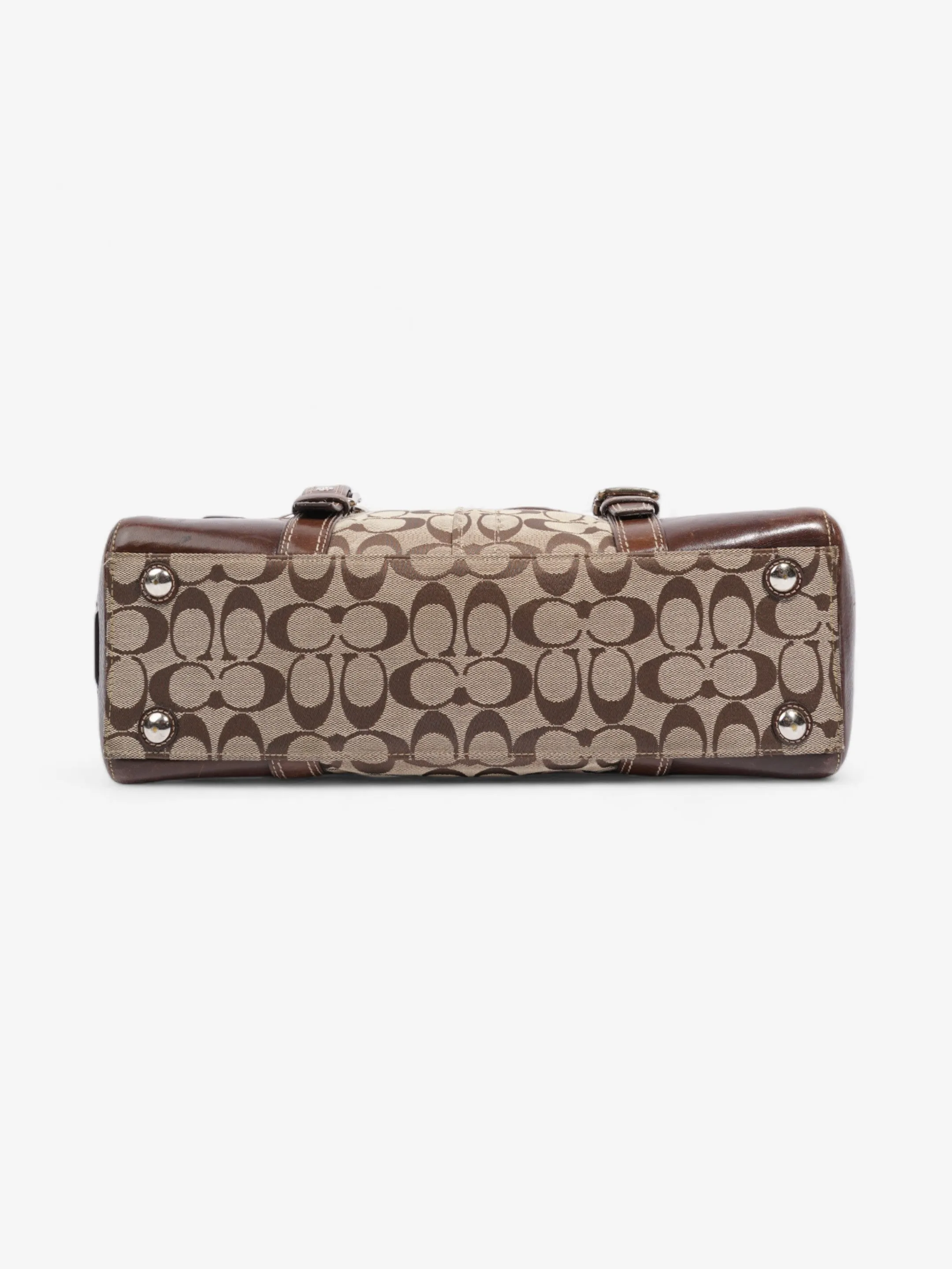 Coach Hampton Flap Satchel Brown Signature Canvas